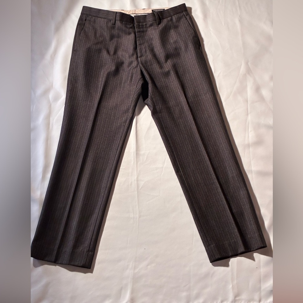 Banana Republic tailored slim fit wool dress pant charcoal stripe 35x32